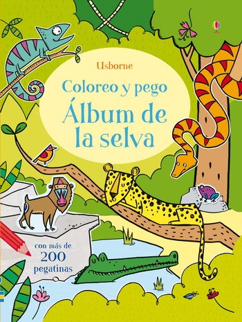 Papel Album De La Selva. Coloreo Y Pego