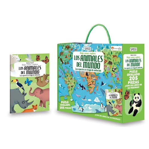 Papel LOS ANIMALES DEL MUNDO (LIBRO + PUZLE OVALADO DE 205 PIEZAS)