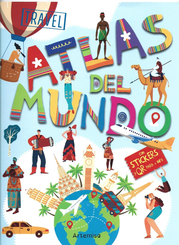 Papel Atlas Del Mundo Con Stickers-Novedad